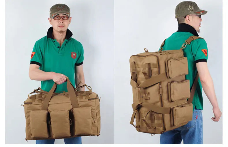55L Tactical Duffel Bag – Large Hiking, Travel & Camping Backpack for Men, Gym and Weekend Trips