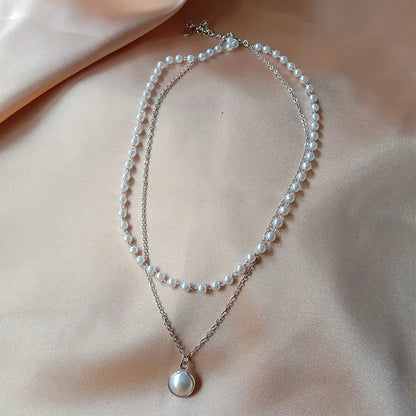 SUMENG 2024 Kpop Pearl Choker Necklace – Double Layer Pendant Jewelry Gift for Women