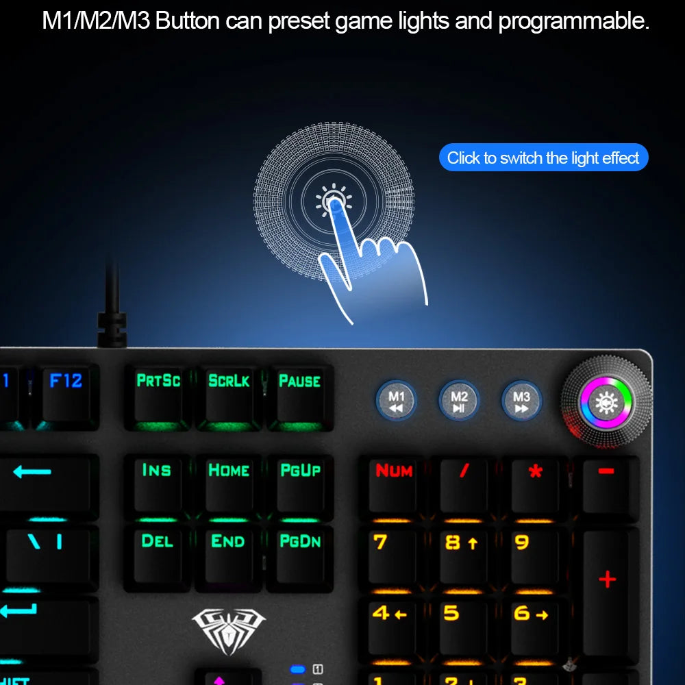 AULA F2088 Mechanical Gaming Keyboard – 104 Keys, Anti-Ghosting, Brown/Blue Switch, Wired RGB Backlit for PC & Laptop