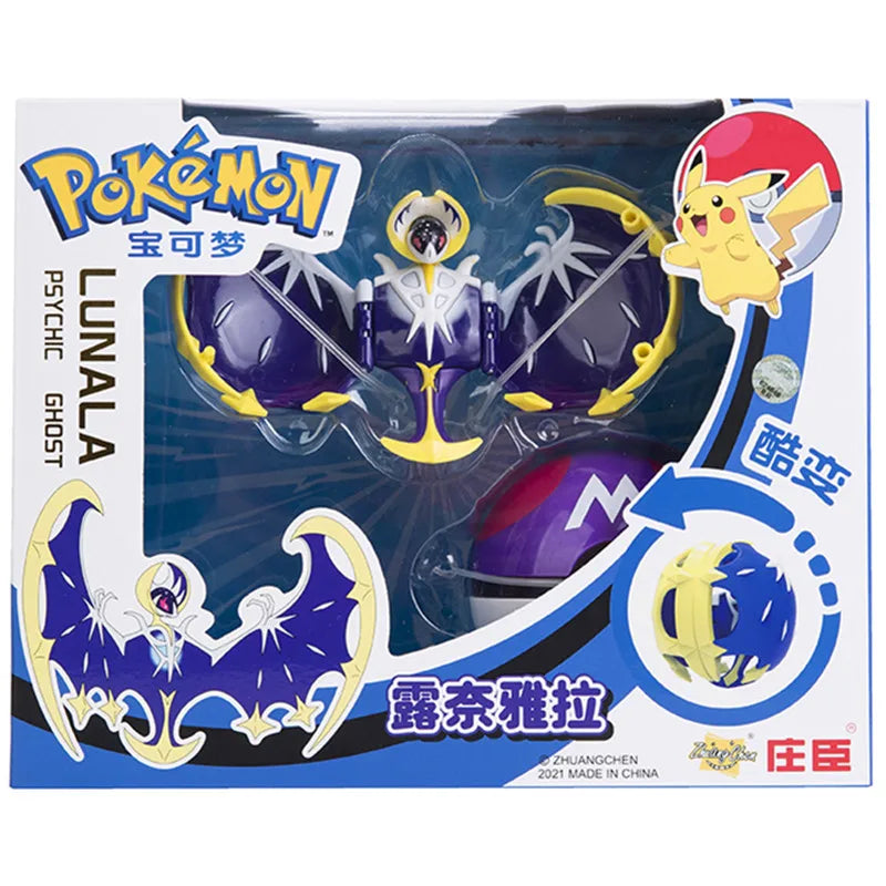 Genuine Pokémon Action Figures Set with Original Box – Pikachu, Charizard, Greninja, Pokéball Deformation Model Toys Gift