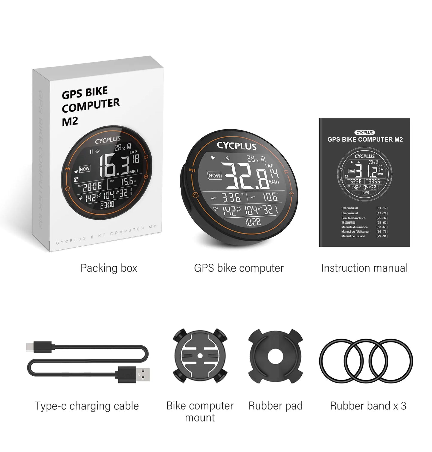 CYCPLUS M2 Wireless Bicycle Computer – ANT+ & Bluetooth GPS Speedometer, Waterproof Bike Cyclocomputer Accessories