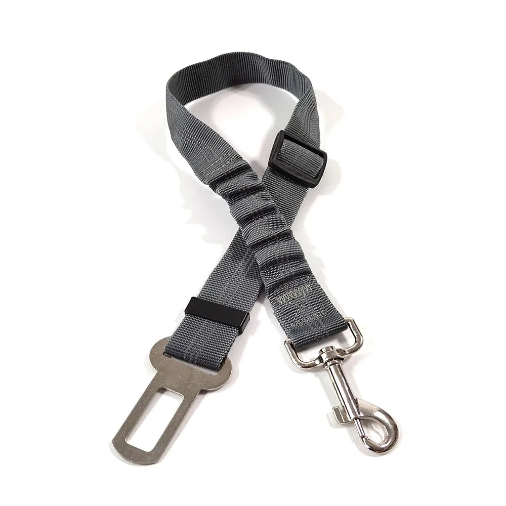 Adjustable Dog Car Seat Belt Harness – Nylon Reflective Elastic Safety Strap with Cushioning for Pet Travel