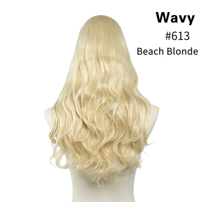 Synthetic U-Part Clip-in Hair Extensions – Long, Straight, Thick Blonde Hairpieces (16, 20, 24 Inch)