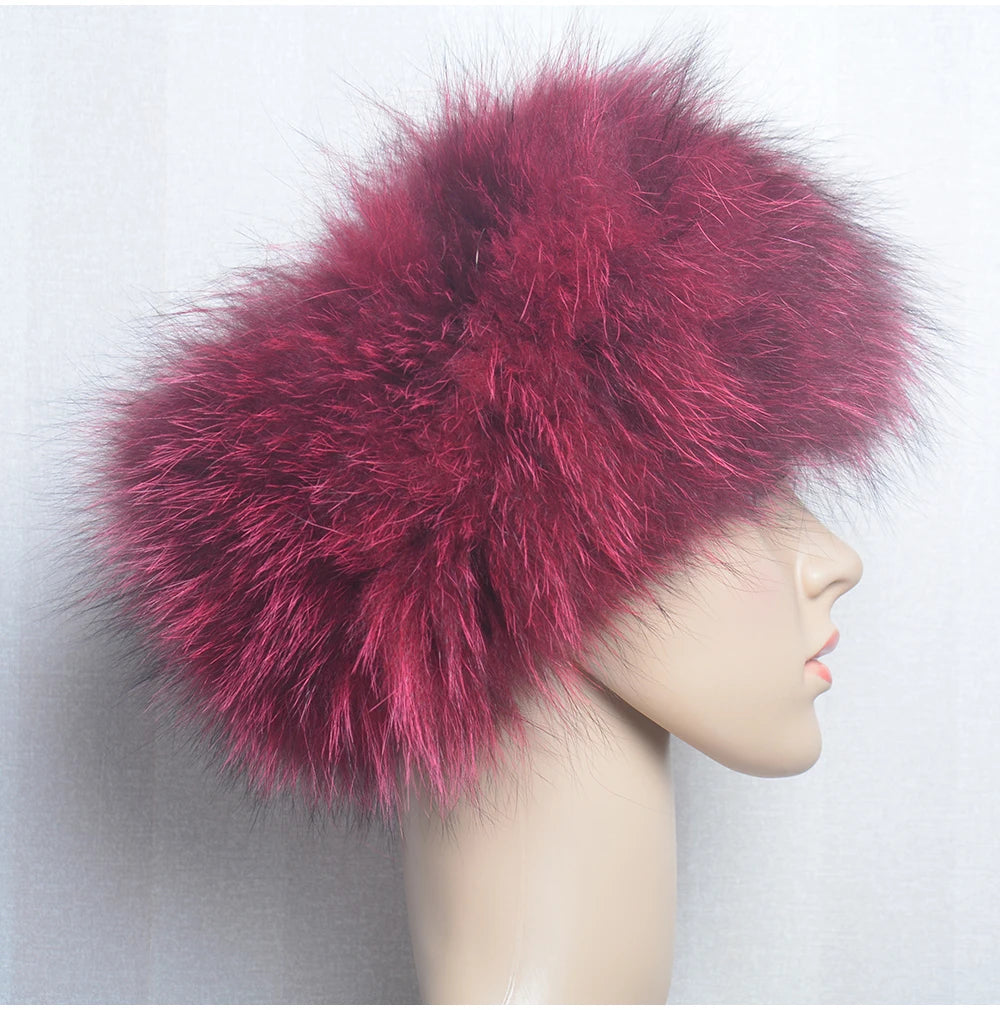 2025 Real Fox Fur Scarf and Headband – Luxury Winter Neck Warmer for Women, 100% Natural Fur, Elastic Ring Muffler