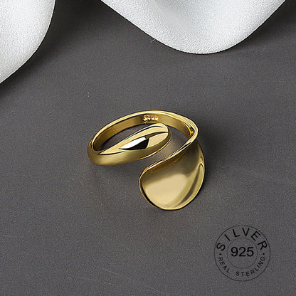 925 Sterling Silver Women’s Open Wave Ring – Irregular Wide Noodle Design Gift