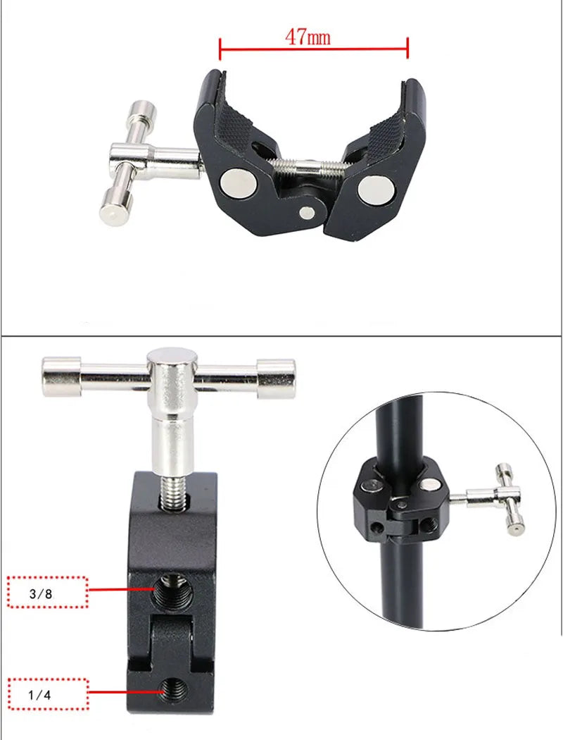Super Clamp with 7"/11" Adjustable Magic Arm | Articulating Mount for Monitor, LED Light, DSLR Camera, Flash & LCD Video Gear