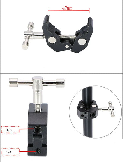 Super Clamp with 7"/11" Adjustable Magic Arm | Articulating Mount for Monitor, LED Light, DSLR Camera, Flash & LCD Video Gear