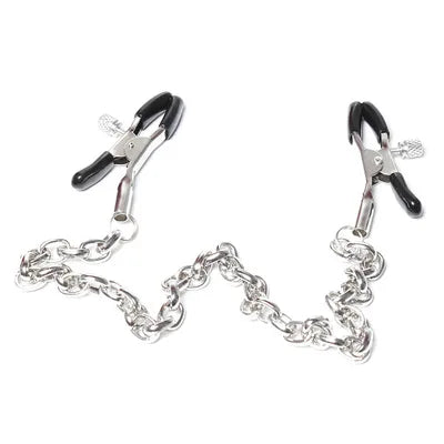 Metal Nipple Clamps with Chain - Adjustable Adult Fetish Jewelry for BDSM and Sensory Play