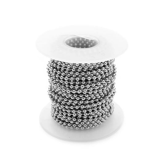 Stainless Steel Beaded Ball Chain - 1.5mm 2mm 2.4mm Bulk Jewelry Chain for DIY Necklaces & Craft Making Supplies