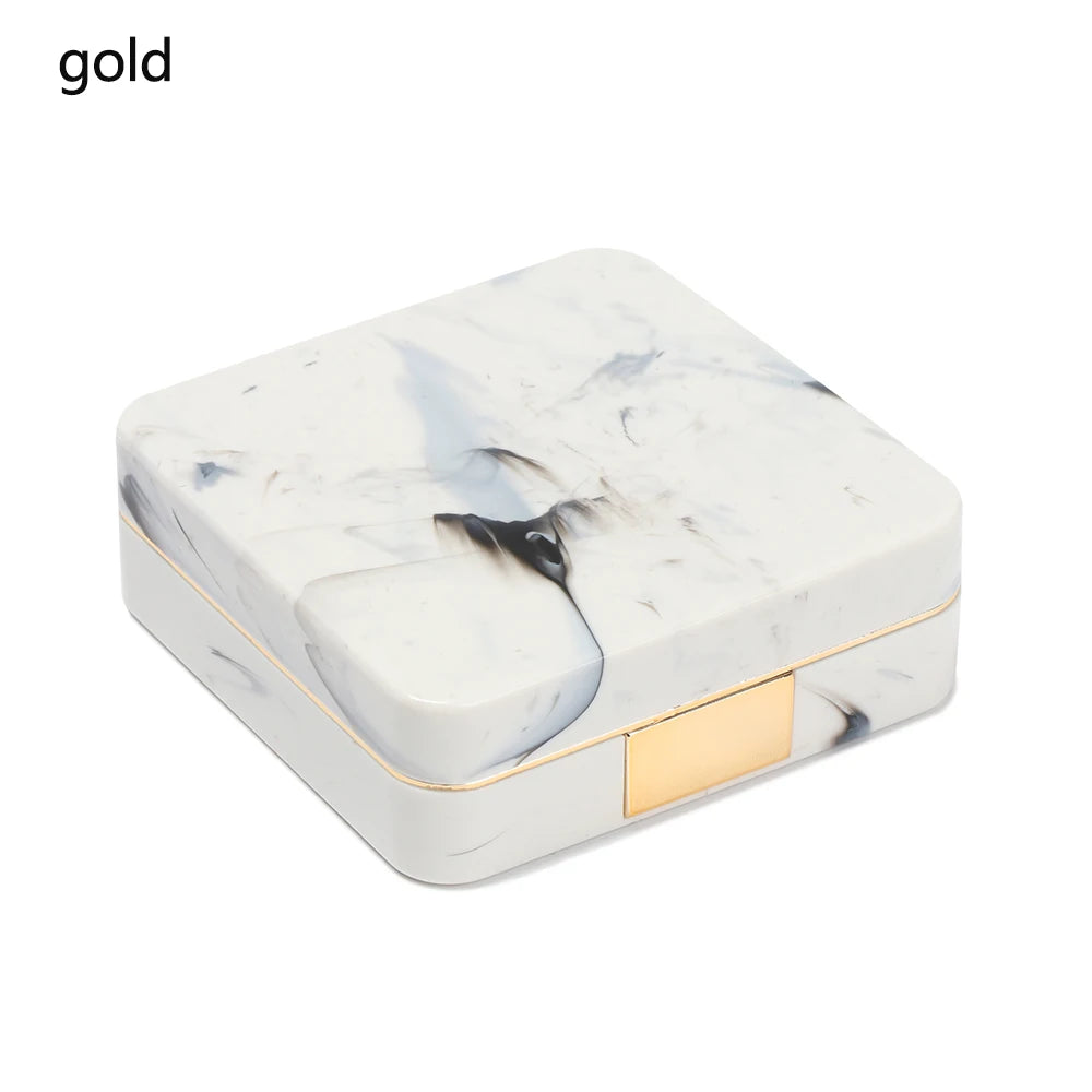Square Contact Lens Case – Portable Travel Lens Storage & Soaking Box Holder, Solid Color Fashion Eyewear Accessory Container