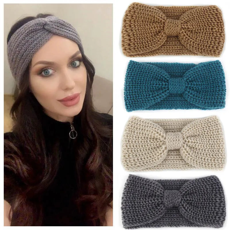 Women's Solid Color Knitted Headband – Elastic Twisted Turban Headwrap, Winter Hair Band for Girls, Fashion Hair Accessories
