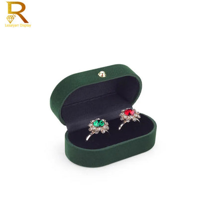 Velvet Jewelry Ring Box — Double Ring Organizer Trinket Box for Wedding & Gift
