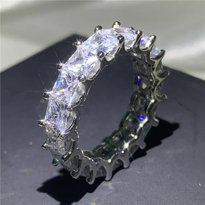 925 Sterling Silver Eternity Band Ring - CZ Diamond Promise Engagement Wedding Jewelry for Women & Men