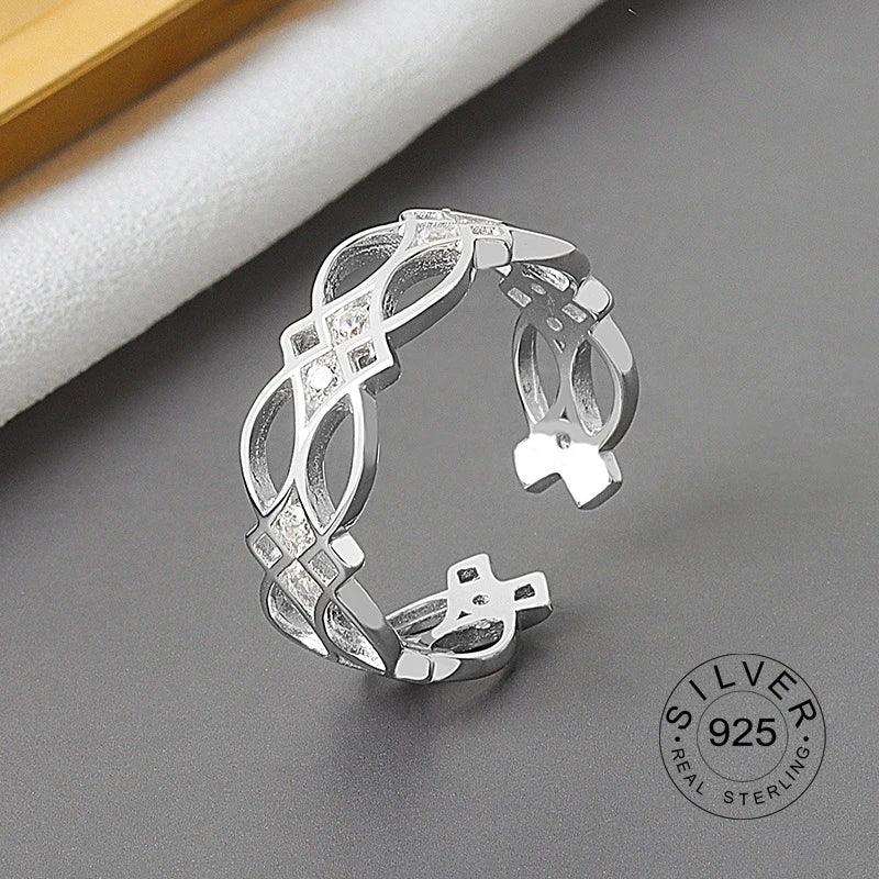 925 Sterling Silver Women’s Open Wave Ring – Irregular Wide Noodle Design Gift