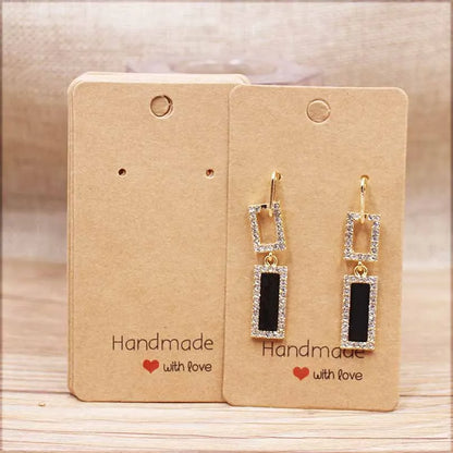 50PC Handmade Style Paper Earring Cards – DIY Jewelry Packaging in Brown & White, Multiple Sizes (5x5cm, 3x3cm, 5x9cm, 5x6.5cm, 5x7cm)
