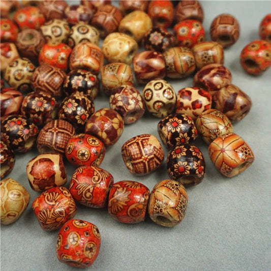 Louleur Vintage Natural Wooden Beads – Large Hole Beads for DIY Jewelry, Necklaces, Bracelets & Hair Accessories