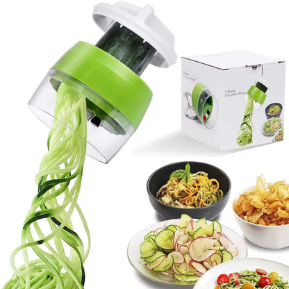 Adjustable Handheld Spiralizer Vegetable Fruit Slicer - Rotary Grater Cutter for Easy Salad Prep