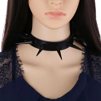 Big Long Spiked Choker Collar – Cool Punk Necklace for Women & Men, Metal Rave Festival Goth Jewelry