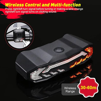 Elecpow Bicycle Taillight with Burglar Alarm - IP65 Waterproof, USB Charged, Turn Signal and Auto Brake Warning Light for Bikes and Scooters