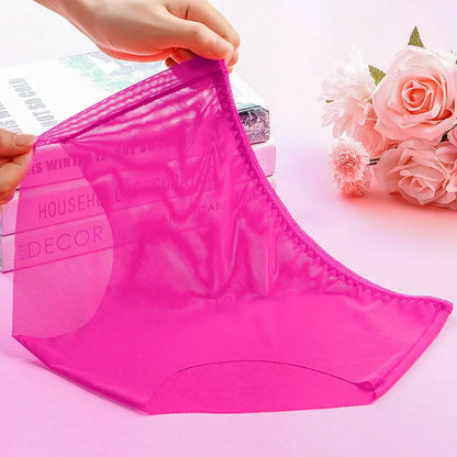 Women’s Full Transparent Panties – Sexy Seamless Ultra-Thin Mid-Rise Lace Briefs Lingerie Underwear