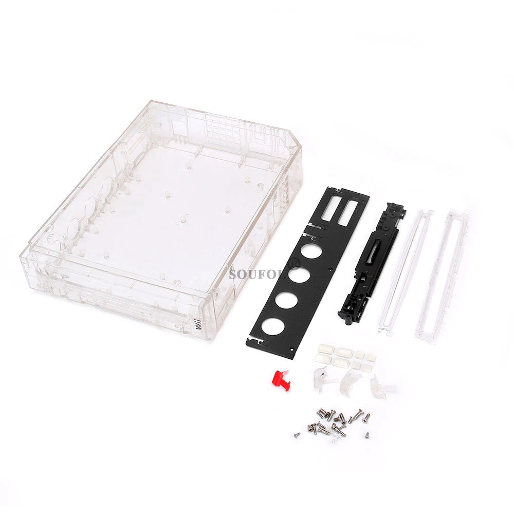 TRN Black Full Case Cover for Wii – Transparent Housing Shell with Buttons for Nintendo Wii Game Console