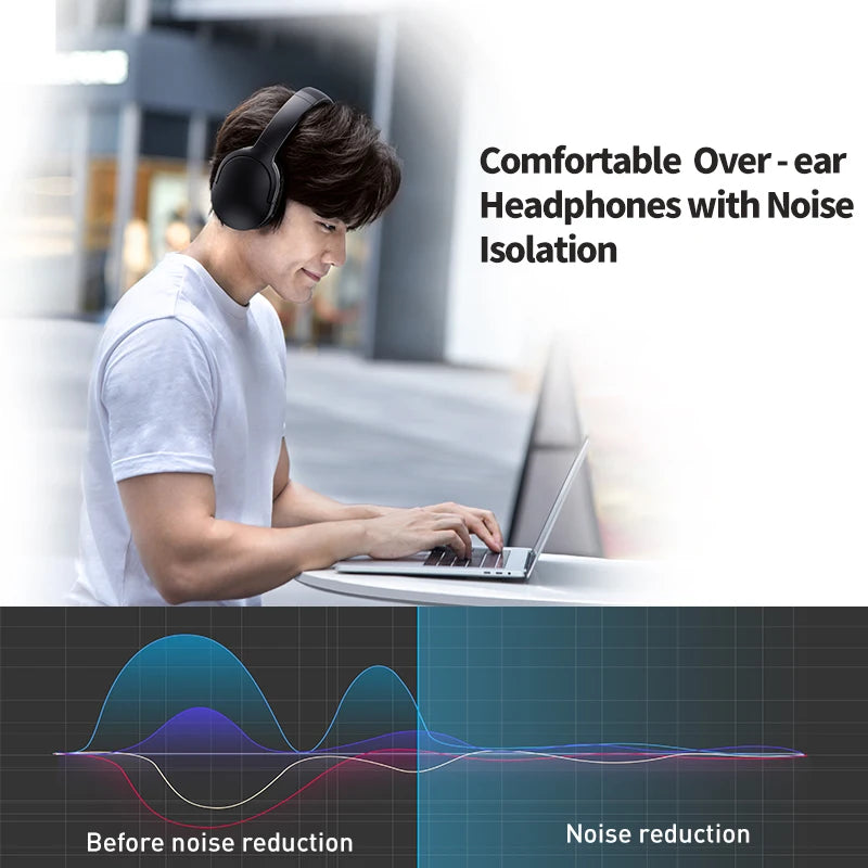 Baseus D02 Pro Wireless Headphones - Bluetooth 5.3, Foldable Sport Headset, Over-Ear Gaming Bluetooth Earbuds