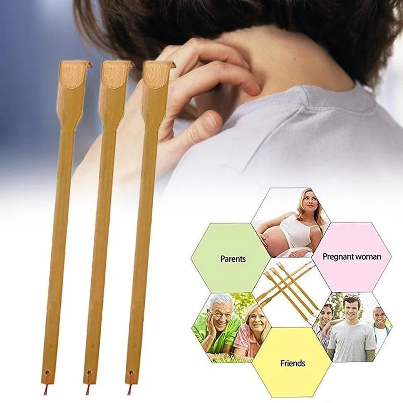 Bamboo Back Scratcher & Massage Stick - Anti-Itch Health Care Tool for Seniors