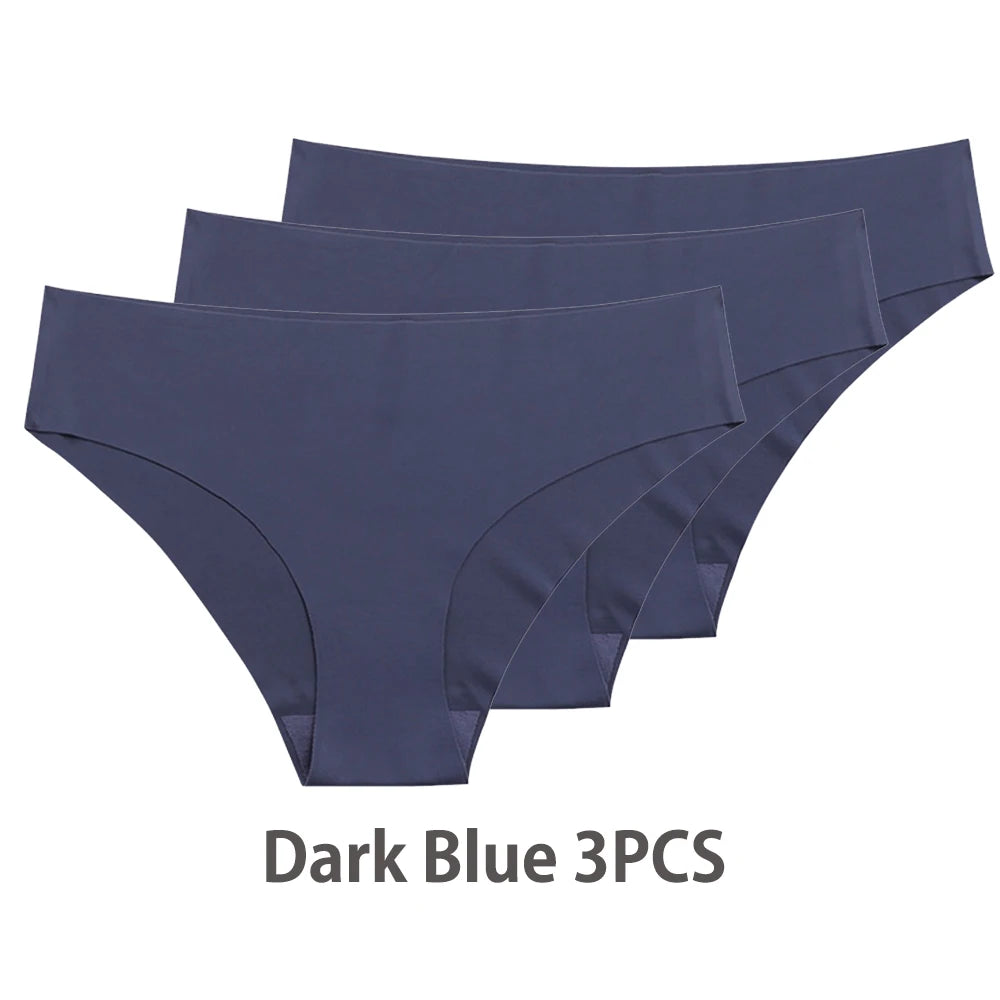 3PCS Seamless Silk Panties for Women – Breathable Low Waist Invisible Briefs, Soft & Sexy Underwear Set