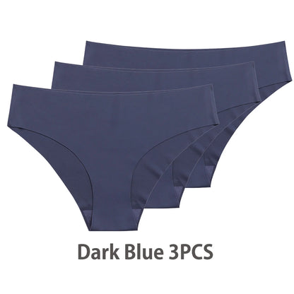 3PCS Seamless Silk Panties for Women – Breathable Low Waist Invisible Briefs, Soft & Sexy Underwear Set
