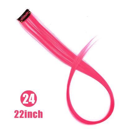 BUQI Straight Clip-In Colored Hair Extensions – Rainbow Synthetic Hair Streaks in Pink, Orange, White & Purple