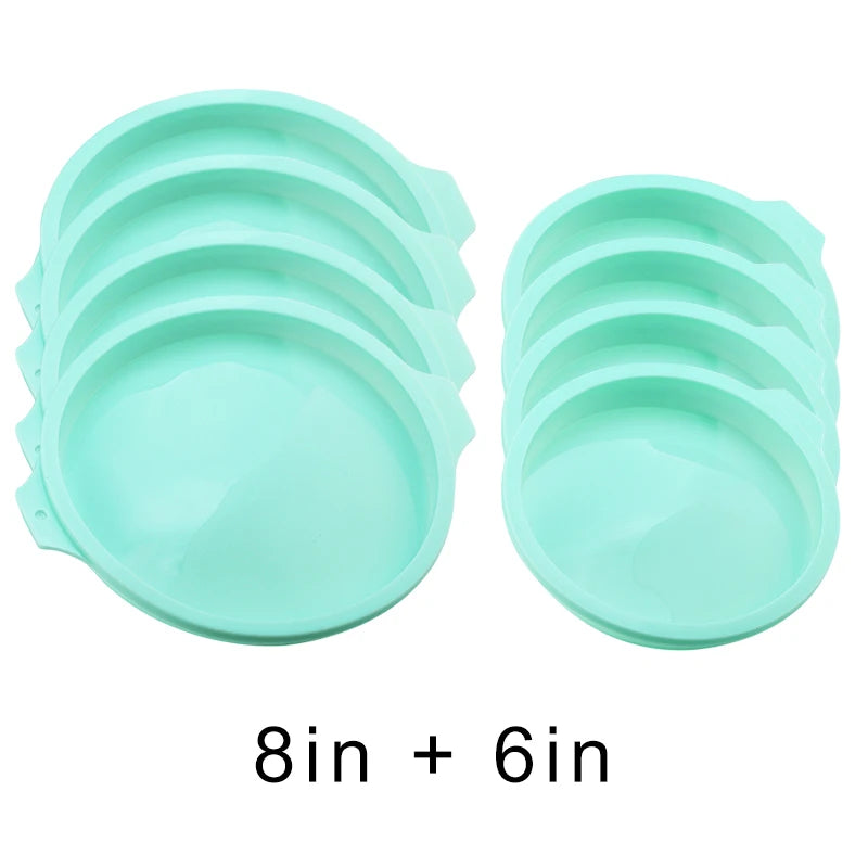 FAIS DU Silicone Cake Pan Set – 2-8pcs 4/6/8inch Round Molds for Rainbow Cake & Mousse Baking