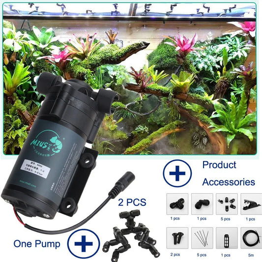 Reptile Fogger Mist Sprinkler System – 360° Adjustable Rainforest Tank Humidifier for Aquarium & Aquatic Pet Terrariums