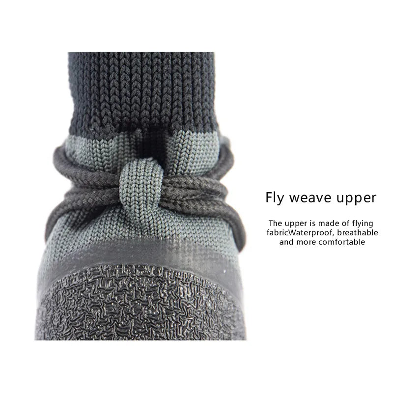 Enhance Your Dog's Outdoor Adventures with 4 Fashionable Non-Slip Dog Shoes - Waterproof Knitted Paw Protectors with Adjustable Straps