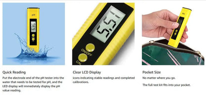 TDS Meter Digital Water Tester - High Accuracy 0-14 PH, 0-9990ppm TDS & EC Meter with LCD for Aquariums & Filters