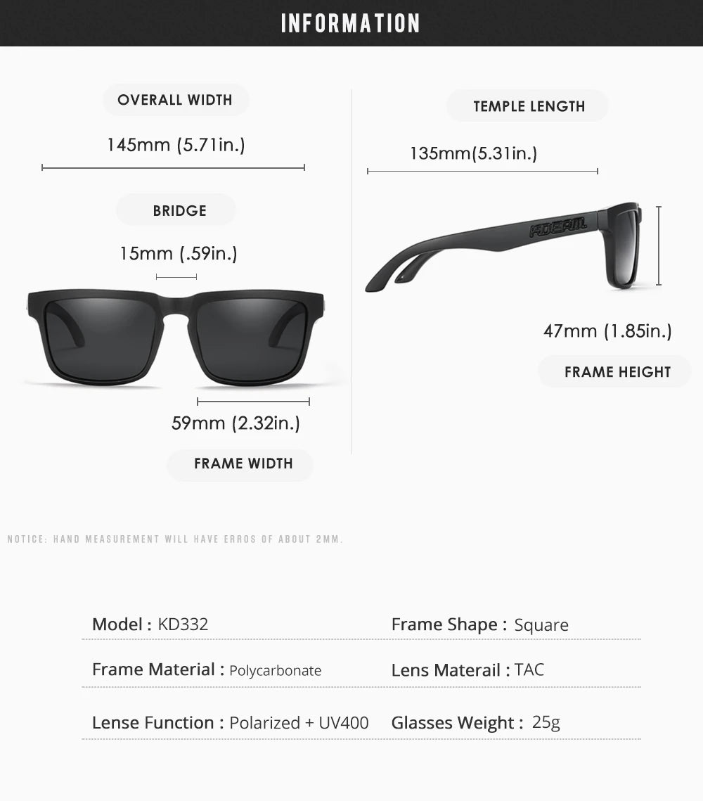 KDEAM Photochromic & Polarized Sunglasses - Category 3 Polarization, Unique Frame Surface Eyewear for Men & Women with Case