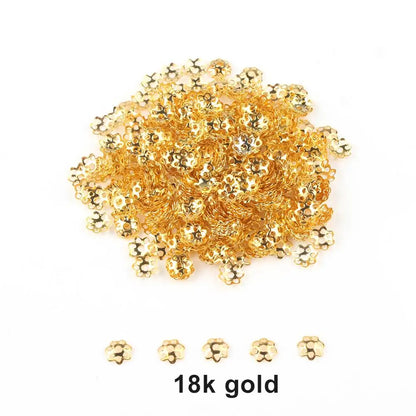 500Pcs Hollow Flower Filigree Bead Caps - 6mm Metal Spacer Beads for DIY Earrings, Jewelry Making & Craft Supplies