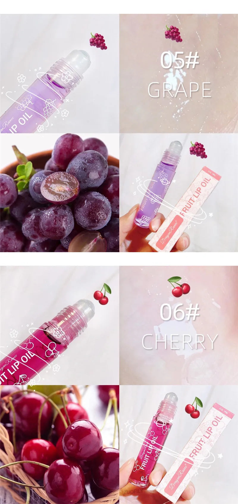 Fruit Lip Gloss Transparent Lip Oil – Moisturizing, Waterproof, Long-Lasting Liquid Lipstick to Reduce Lip Lines