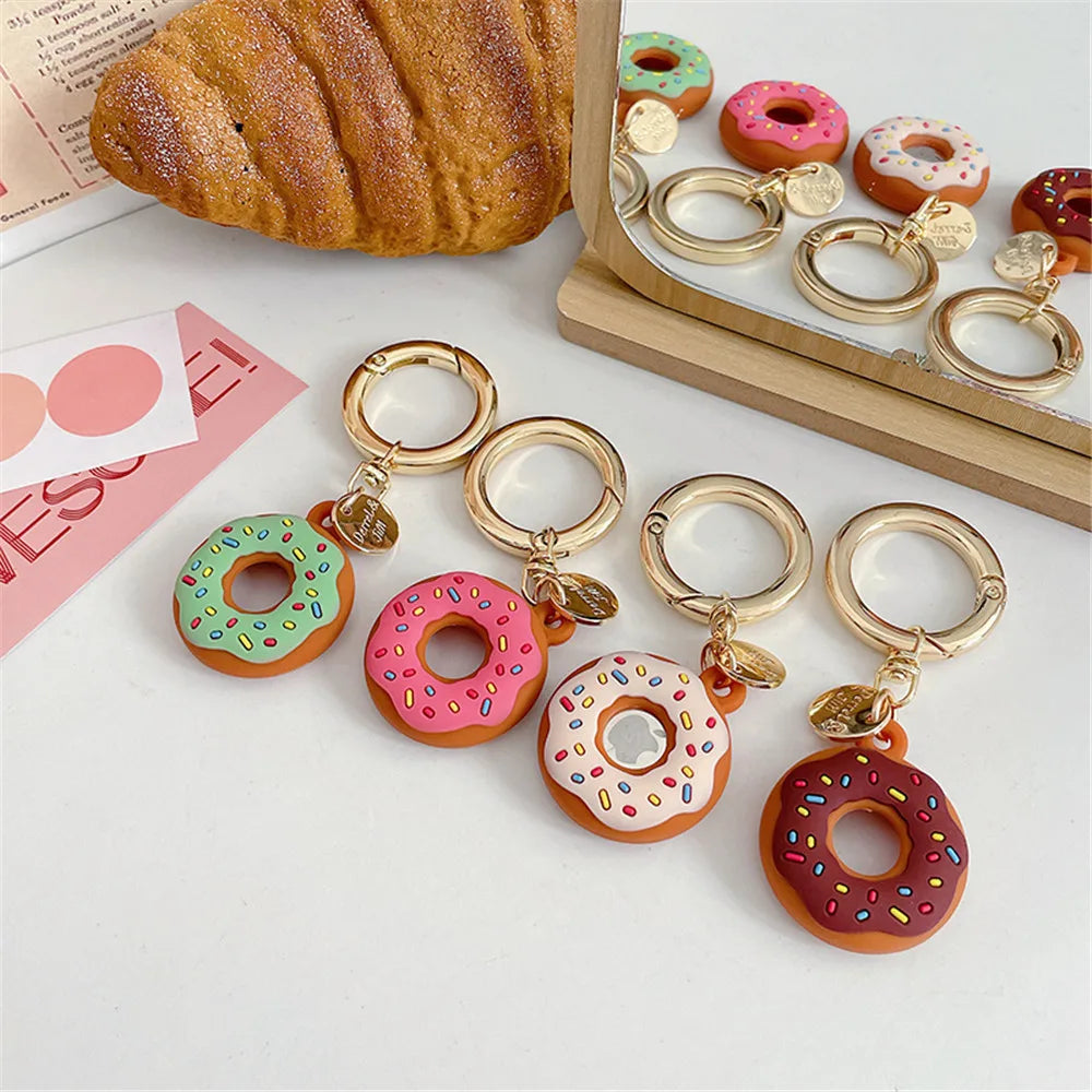 Cartoon Donut Silicone Case for Apple AirTag – Cute Protective GPS Tracker Cover for Dog Collar
