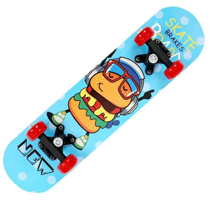 60cm Kids' Beginner Skateboard – Double Rocker Maple Deck with Cartoon Design for Outdoor Fun