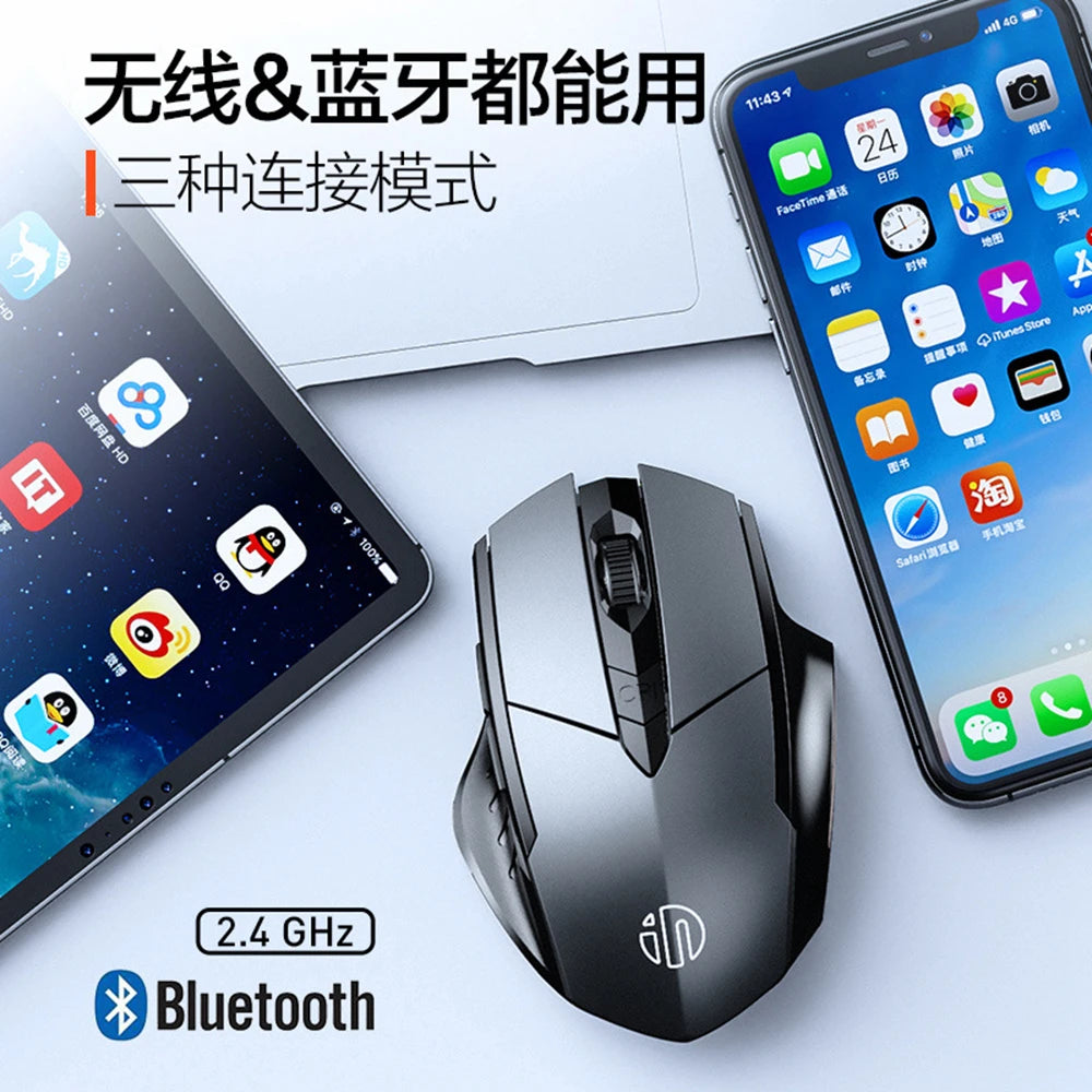 INPHIC Bluetooth Wireless Mouse – Rechargeable 2.4G Silent Office Mouse for PC, Laptop, Tablet, and Smartphone