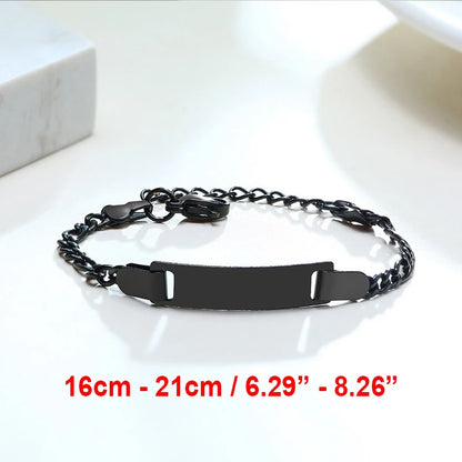 Custom Engraved Mom Bracelet – Personalized Figaro Link Bangle with Names & Birthday Date