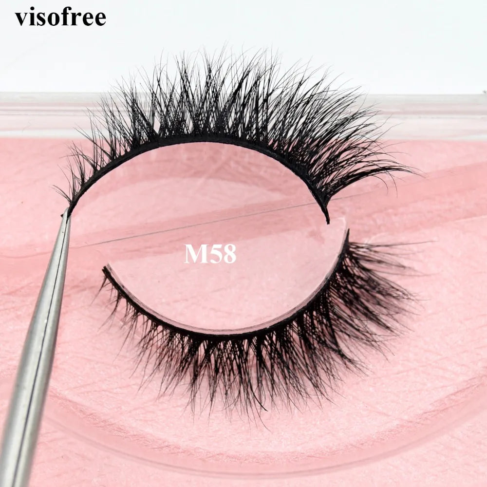 Visofree 3D Mink Eyelashes – Thick Handmade Full Strip Cruelty-Free False Lashes for Makeup M56