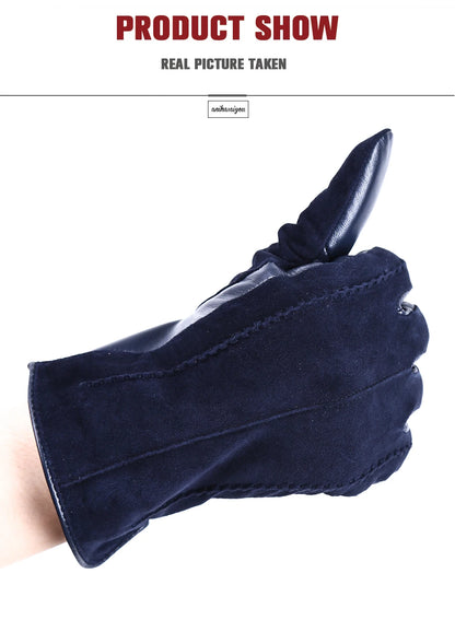 Women’s Winter Touch Gloves – 50% Genuine Leather & 50% Suede, Colorful Warm Leather Gloves