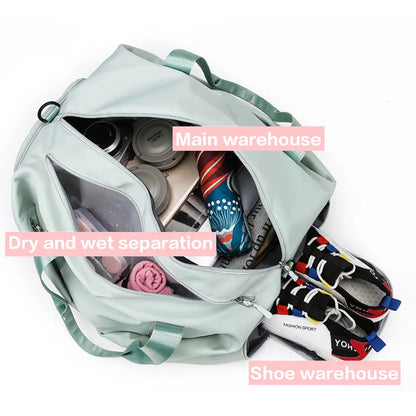 Women's Sports Gym Bag - Travel Dry Wet Tote, Multifunctional Weekend Duffle for Fitness, Yoga & Swimming
