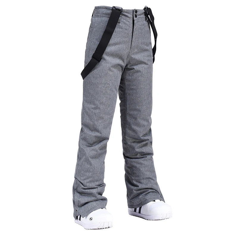 Men & Women Winter Ski Pants – Windproof Waterproof Snowboard Suspender Trousers Thick Warm Plus Size