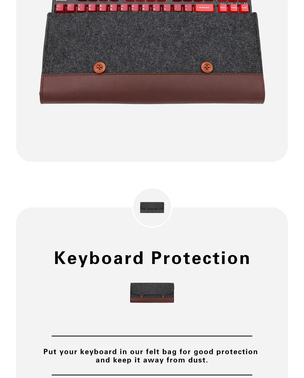 PU Felt Keyboard Carrying Case – Protective Bag for Planck 40%, 60%, 80%, 100%, GH60, XD64, TADA68, TKL 87/104, ANSI, BM60/65/68, Poker Keyboards