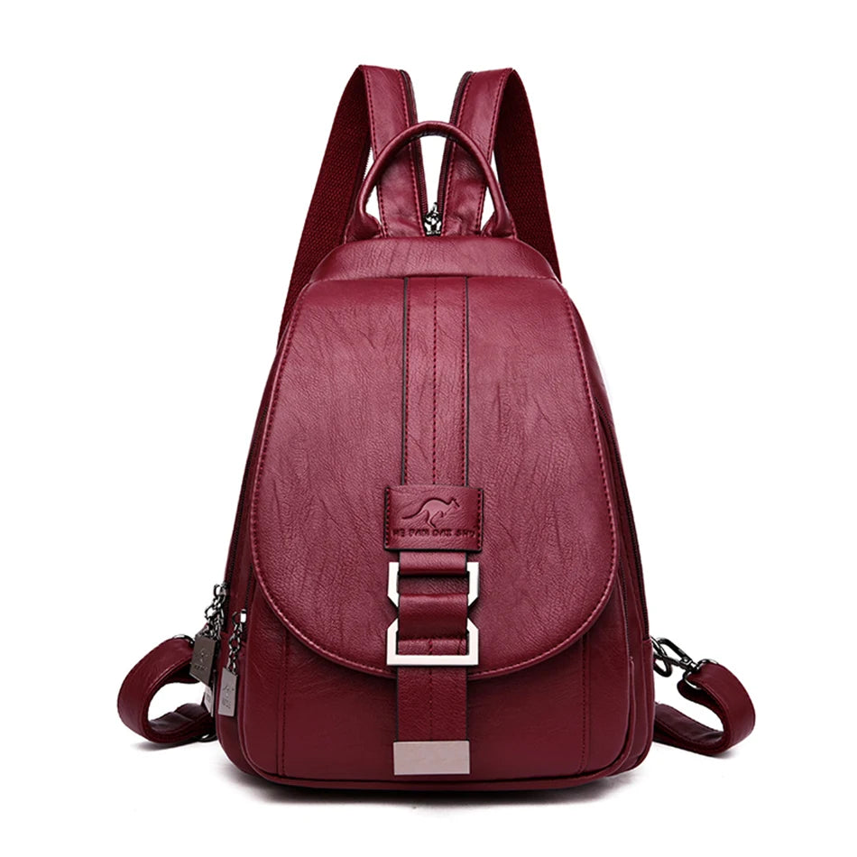 Multifunctional Women's Leather Backpack - Casual Style for Teen Girls, School and Travel Bagpack, Ladies' Chest Bag Sac