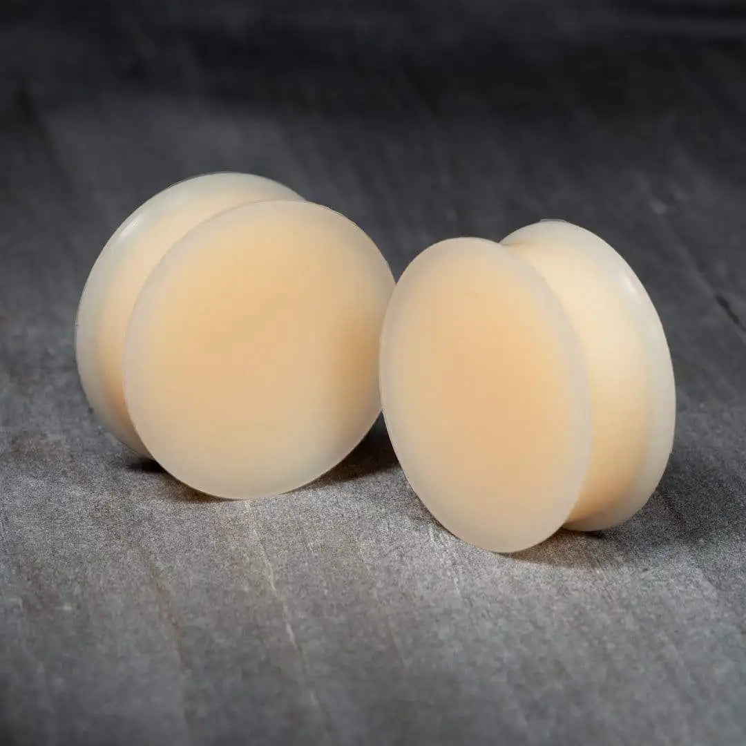 Pair of Flesh Silicone Double Flare Ear Plugs – Large Gauge Ear Expander Piercings, 3mm-50mm