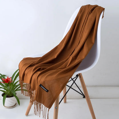 Desgine Solid Cashmere Scarf – Warm Autumn Winter Shawl Wrap with Tassels, Unisex Pashmina for Women and Men 2024