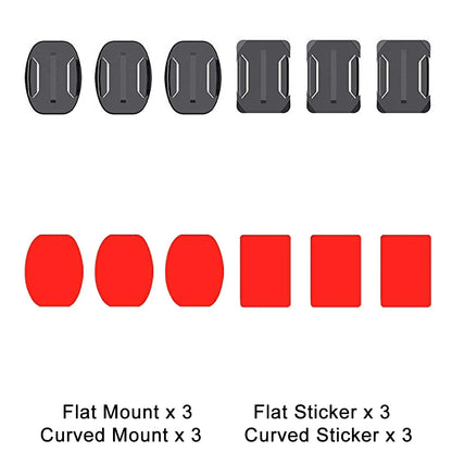 Flat & Curved Adhesive Mount Set for GoPro Hero 11/10/9/8 – Xiaomi Yi 4K, SJCAM Action Camera Mounting Stickers Accessories